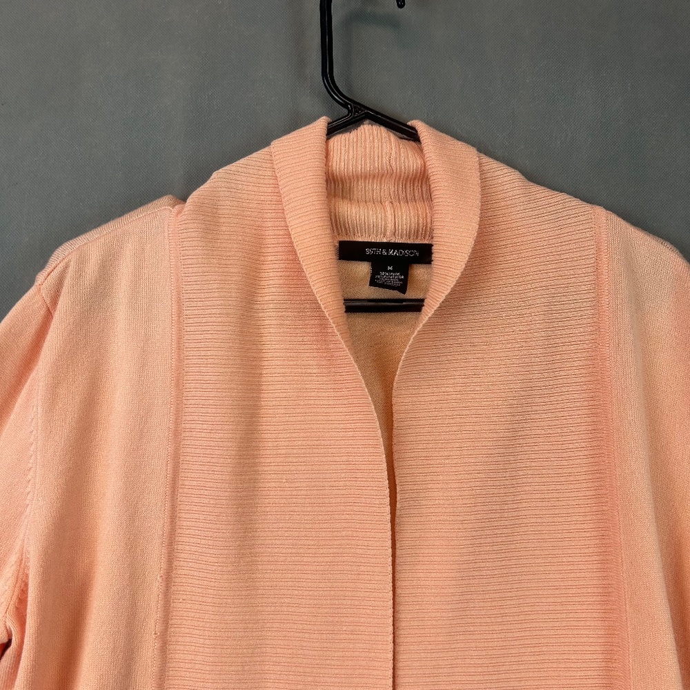 89TH & Madison Sweater Women's Open Ribbed Front Cardigan Salmon Pink Size Med - Picture 5 of 10